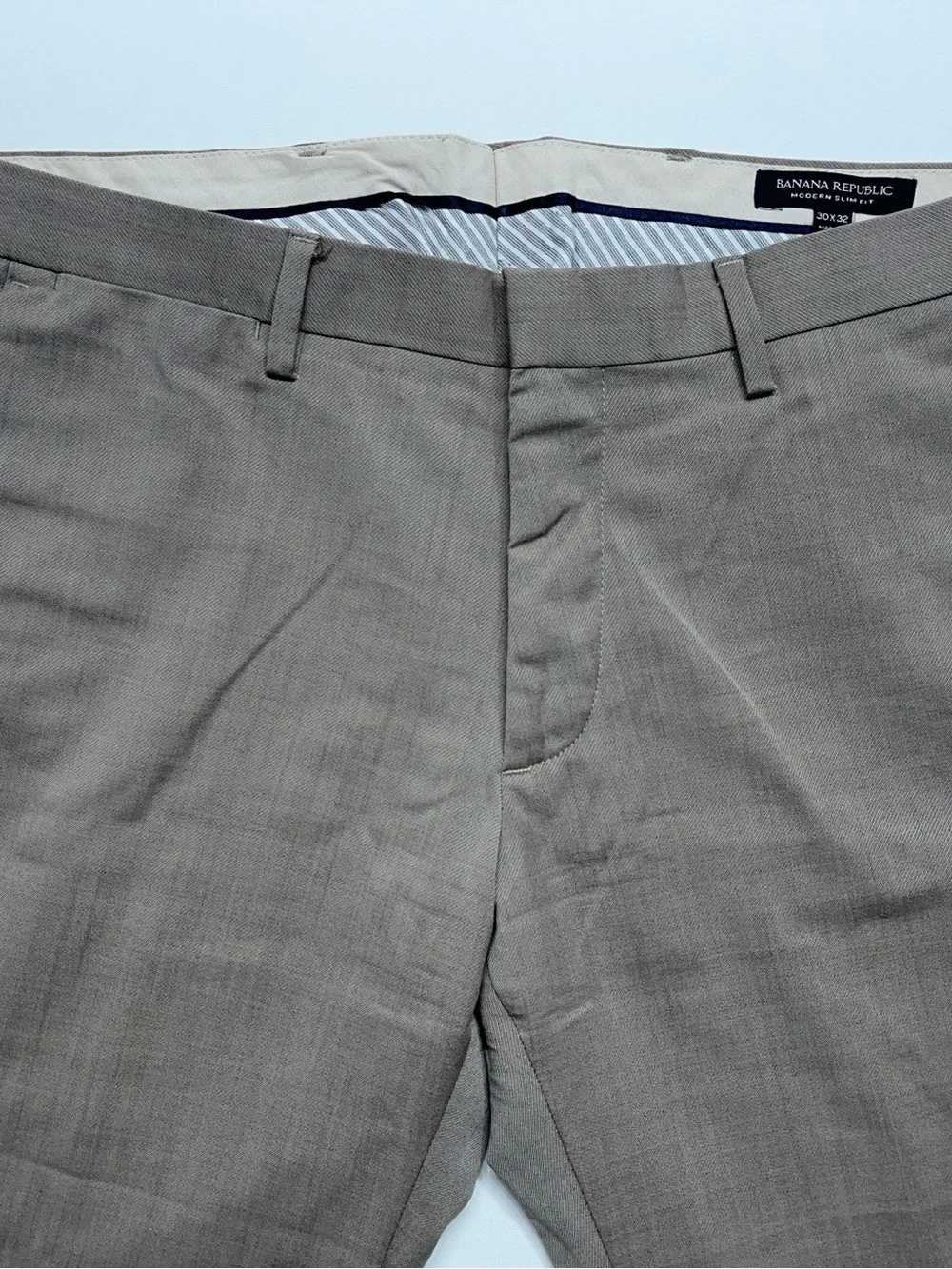 Banana Republic Wool Dress Pants Mens Size 34x30 Taupe Novelty Flat Front.  READ